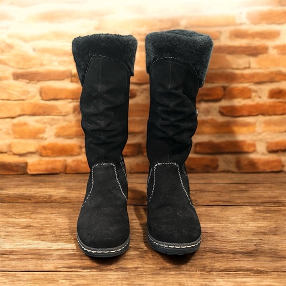 BareTraps Black Suede and Faux Fur Winter Boots Size 8 - Picture 2 of 13